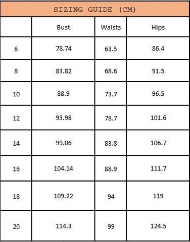 Stella York Size Chart