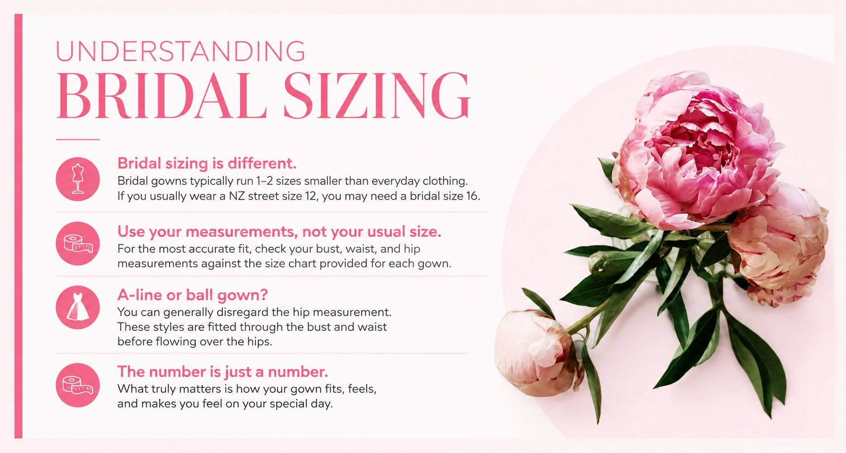 Sale page bridal sizing